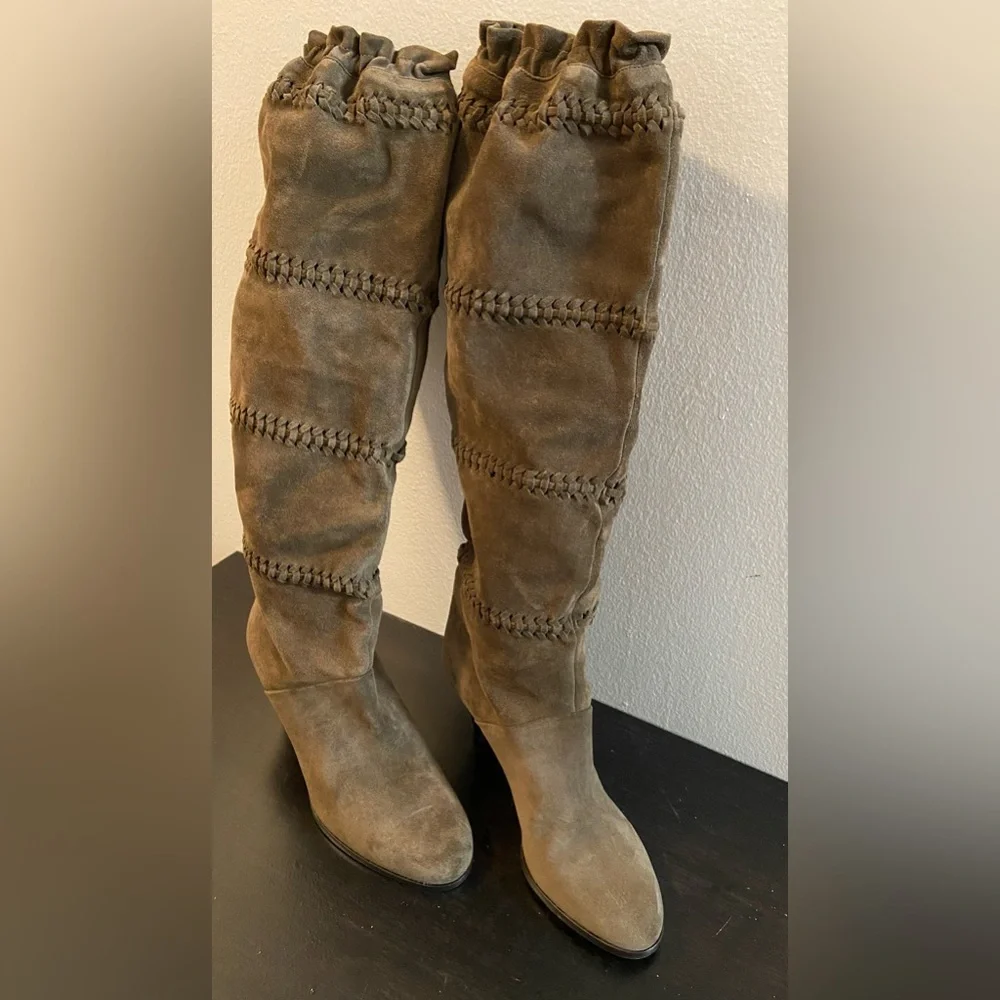 Coach Jae Boots Brown Suede Leather‎ Knee High Slouchy Italy Made Women’s Size 8